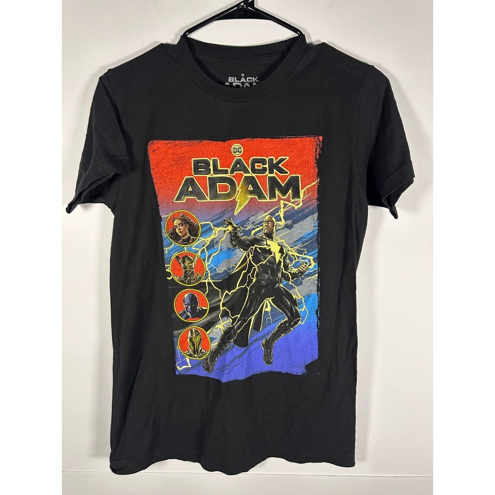 Mad Engine T-Shirt Mens S Black Adam DC Comics Graphic Movie Logo Tee Black